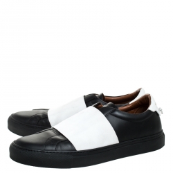 Givenchy White/Black Leather And Elastic Band Urban Street Slip On Sneakers Size 41