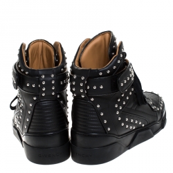 Pre Owned حذاء رياضي جيفنشي "تيسون" مرصع مرتفع من أعلى جلد  أسود مقاس 41