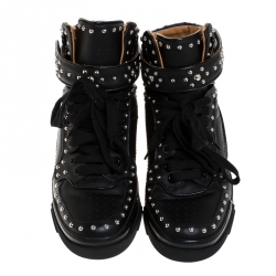 Pre Owned حذاء رياضي جيفنشي "تيسون" مرصع مرتفع من أعلى جلد أسود مقاس 41