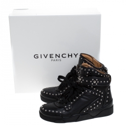 Pre Owned حذاء رياضي جيفنشي "تيسون" مرصع مرتفع من أعلى جلد أسود مقاس 41