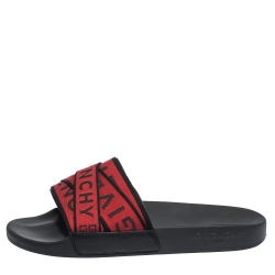 Givenchy Red/Black Fabric Logo Slide Sandals Size 41