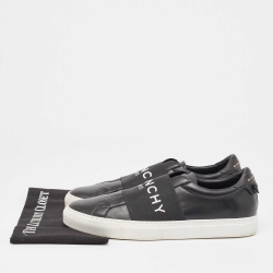 Givenchy Black Leather Stretch Band Urban Street Slip On Sneakers Size 44