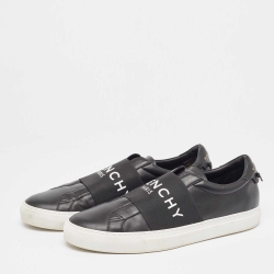 Givenchy Black Leather Stretch Band Urban Street Slip On Sneakers Size 44