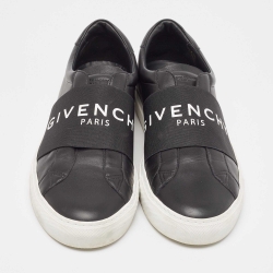 Givenchy Black Leather Stretch Band Urban Street Slip On Sneakers Size 44