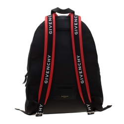 Givenchy Black/Red Logo Strap Nylon and Leather Backpack