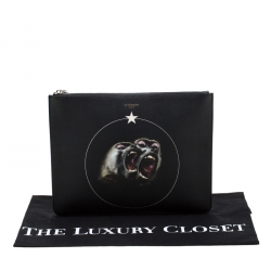 Pre Owned Givenchy Black Monkey Brothers Leather Pouch