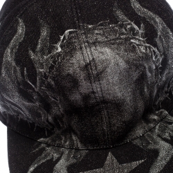 Givenchy Dark Grey Denim Barb Wire Jesus Print Snapback Cap 