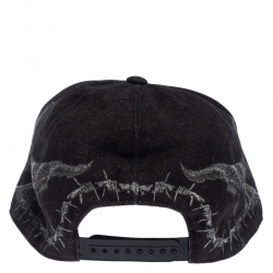 Givenchy Dark Grey Denim Barb Wire Jesus Print Snapback Cap 