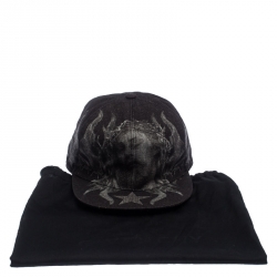 Givenchy Dark Grey Denim Barb Wire Jesus Print Snapback Cap 