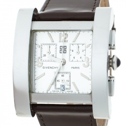 Givenchy White Stainless Steel Leather Koleos Chronograph Men's Wristwatch  36 mm