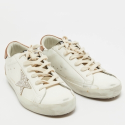 Pre Owned Golden Goose White Leather Superstar Sneakers Size 42
