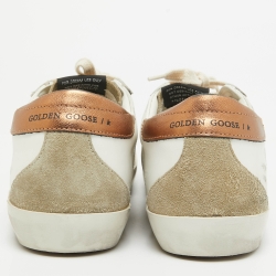 Pre Owned Golden Goose White Leather Superstar Sneakers Size 42