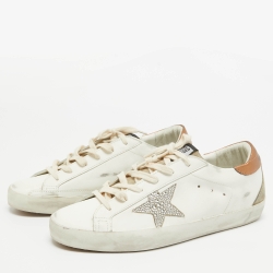 Pre Owned Golden Goose White Leather Superstar Sneakers Size 42