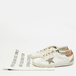 Pre Owned Golden Goose White Leather Superstar Sneakers Size 42
