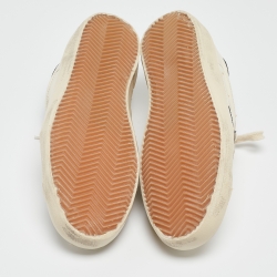 Pre Owned Golden Goose Cream/Navy Blue Leather Superstar Sneakers Size 42