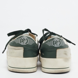Pre Owned Golden Goose Grey/Green Leather Stardan Lace Up Sneakers Size 42 