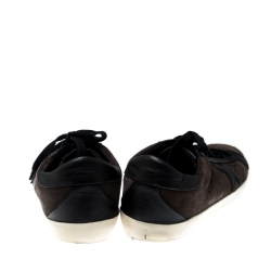 Pre Owned Golden Goose Brown Suede And Black Leather Superstar Lace Up Sneakers Size 41