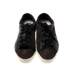 Pre Owned Golden Goose Brown Suede And Black Leather Superstar Lace Up Sneakers Size 41