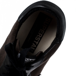 Pre Owned Golden Goose Brown Suede And Black Leather Superstar Lace Up Sneakers Size 41