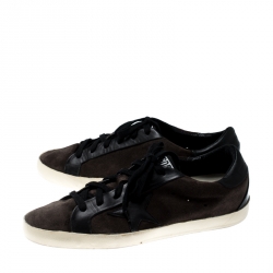Pre Owned Golden Goose Brown Suede And Black Leather Superstar Lace Up Sneakers Size 41