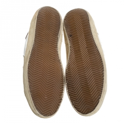 Pre Owned Golden Goose Grey/White Suede And Leather Superstar Lace Up Sneakers Size 46