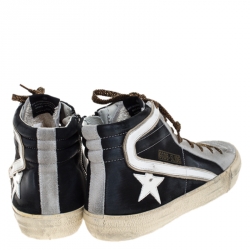 Pre Owned Golden Goose Leather and Suede Distressed High Top Sneakers Size 41