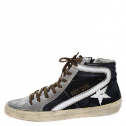 Pre Owned Golden Goose Leather and Suede Distressed High Top Sneakers Size 41