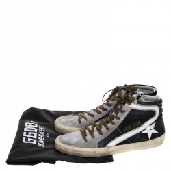Pre Owned Golden Goose Leather and Suede Distressed High Top Sneakers Size 41