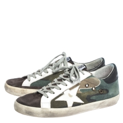 Pre Owned Golden Goose Multicolor Canvas And Leather Star Applique Low Top Sneakers Size 40