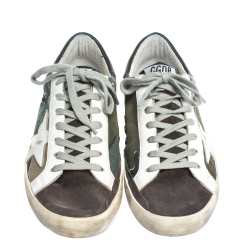 Pre Owned Golden Goose Multicolor Canvas And Leather Star Applique Low Top Sneakers Size 40