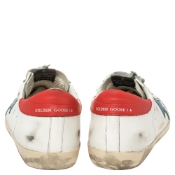 Pre Owned Golden Goose White Leather and Suede Superstar Low Top Sneakers Size 46