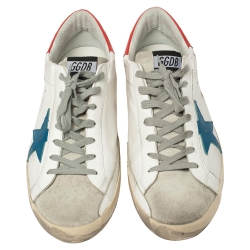 Pre Owned Golden Goose White Leather and Suede Superstar Low Top Sneakers Size 46