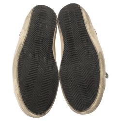 Pre Owned Golden Goose White Leather and Suede Superstar Low Top Sneakers Size 46