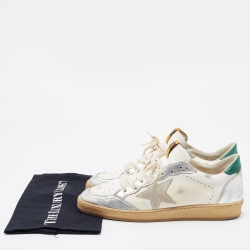 Pre Owned Golden Goose White/Silver Leather Ball Star Sneakers Size 42