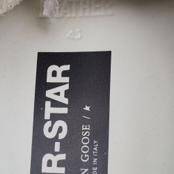 Pre Owned Golden Goose White/Black Leather Superstar Low Top Sneakers Size 45