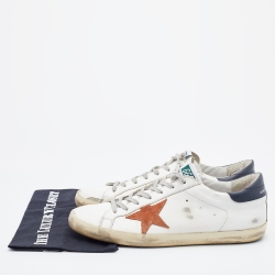 Pre Owned Golden Goose White/Black Leather Superstar Low Top Sneakers Size 45