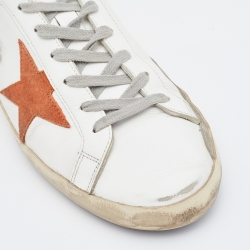 Pre Owned Golden Goose White/Black Leather Superstar Low Top Sneakers Size 45