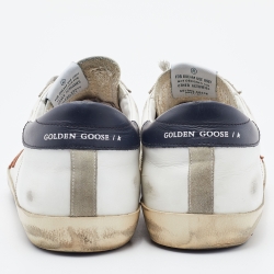 Pre Owned Golden Goose White/Black Leather Superstar Low Top Sneakers Size 45