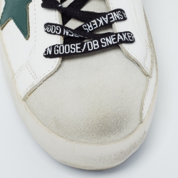 Pre Owned Golden Goose White/Grey Leather and Suede Superstar Sneakers Size 42