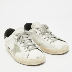 Pre Owned Golden Goose White Leather Superstar Sneakers Size 42