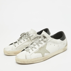 Pre Owned Golden Goose White Leather Superstar Sneakers Size 42