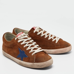 Golden Goose Brown/Blue Suede and Leather Superstar Sneakers Size 43