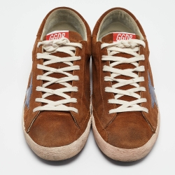 Golden Goose Brown/Blue Suede and Leather Superstar Sneakers Size 43