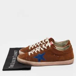 Golden Goose Brown/Blue Suede and Leather Superstar Sneakers Size 43