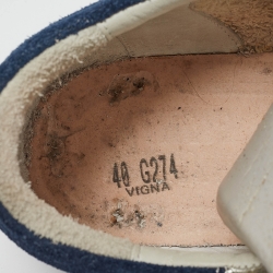 Pre Owned Golden Goose Silver/Navy Blue Leather and Suede Superstar Sneakers Size 40