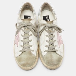 Pre Owned Golden Goose Multicolor Leather and Suede Superstar Sneakers Size 41