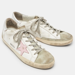 Pre Owned Golden Goose Multicolor Leather and Suede Superstar Sneakers Size 41