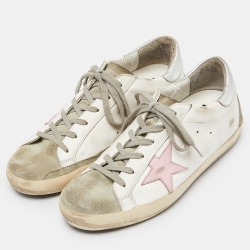 Pre Owned Golden Goose Multicolor Leather and Suede Superstar Sneakers Size 41