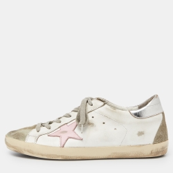 Pre Owned Golden Goose Multicolor Leather and Suede Superstar Sneakers Size 41