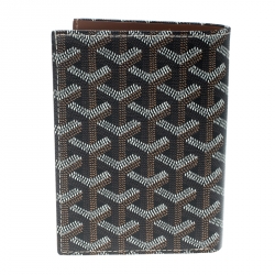 Pre Owned محفظة غويارد بطيتين بورت فيول بسيطة كانفاس مقوى سوداء/بنية